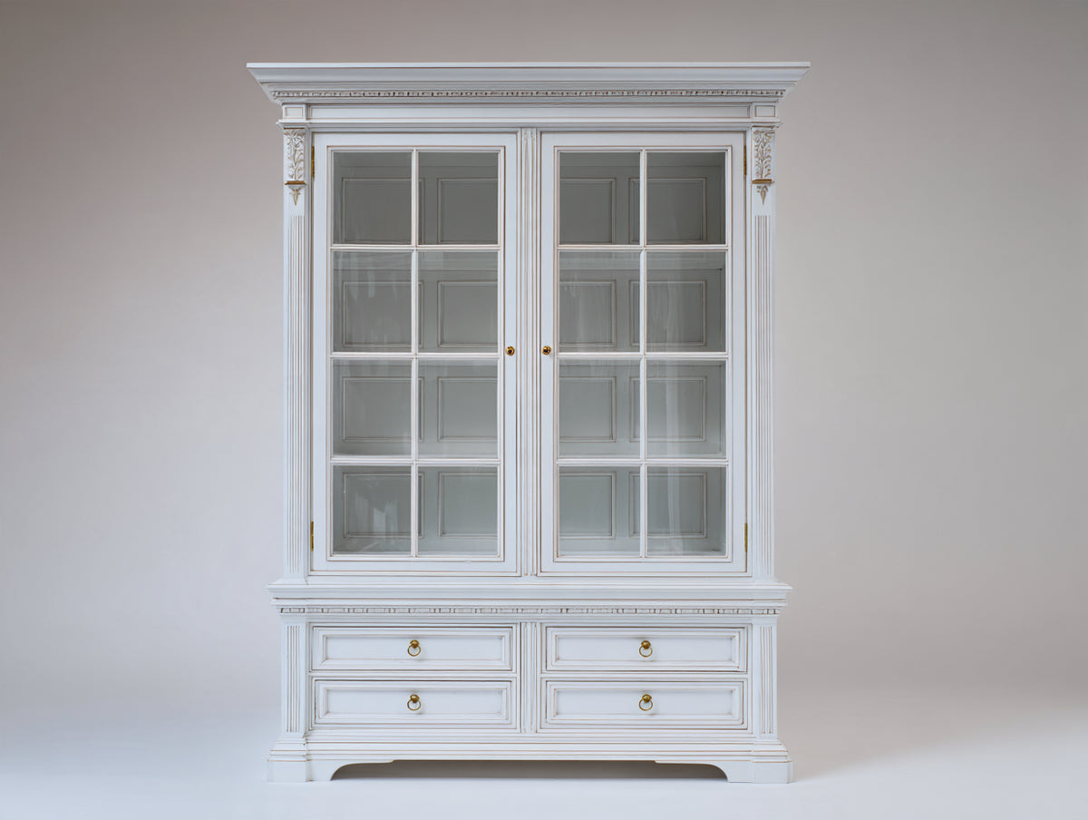 Vetrina - legno-vetro-metallo - 120 x 48 x 205 cm - bianco - stile classico