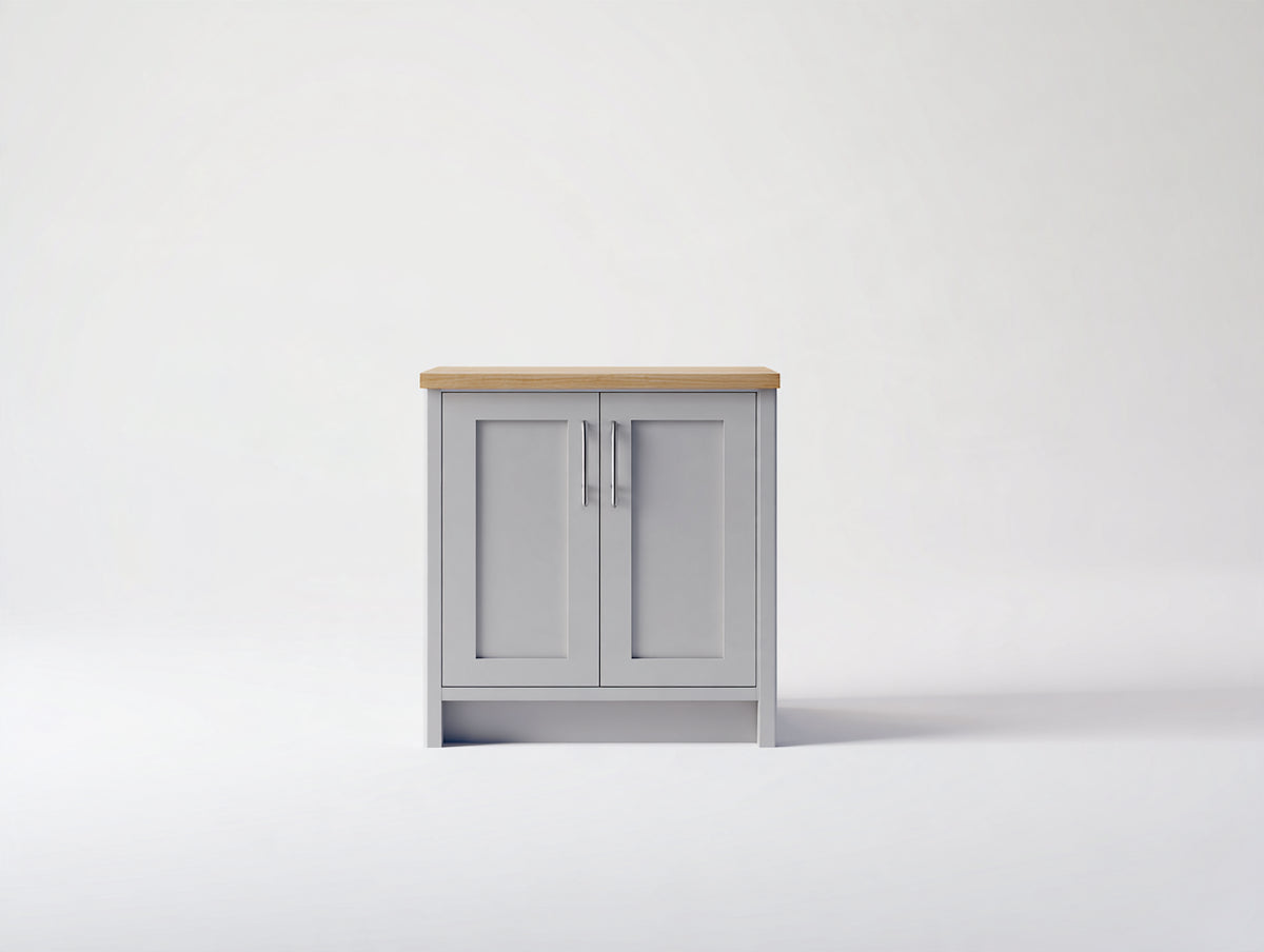 Credenza - legno-metallo - 78 x 38 x 86 cm - grigio chiaro-effetto legno - stile moderno minimalista