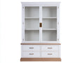 Vetrina - legno-vetro-metallo - 110 x 45 x 195 cm - bianco-legno naturale - stile classico