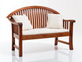 Panche da giardino - legno-tessuto - 145 x 64 x 98 cm - marrone-crema - stile classico con schienale arcuato