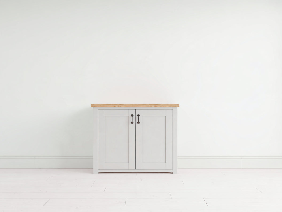 Credenza - legno-metallo - 84 x 39 x 82 cm - grigio chiaro-effetto legno naturale - stile rustico contemporaneo