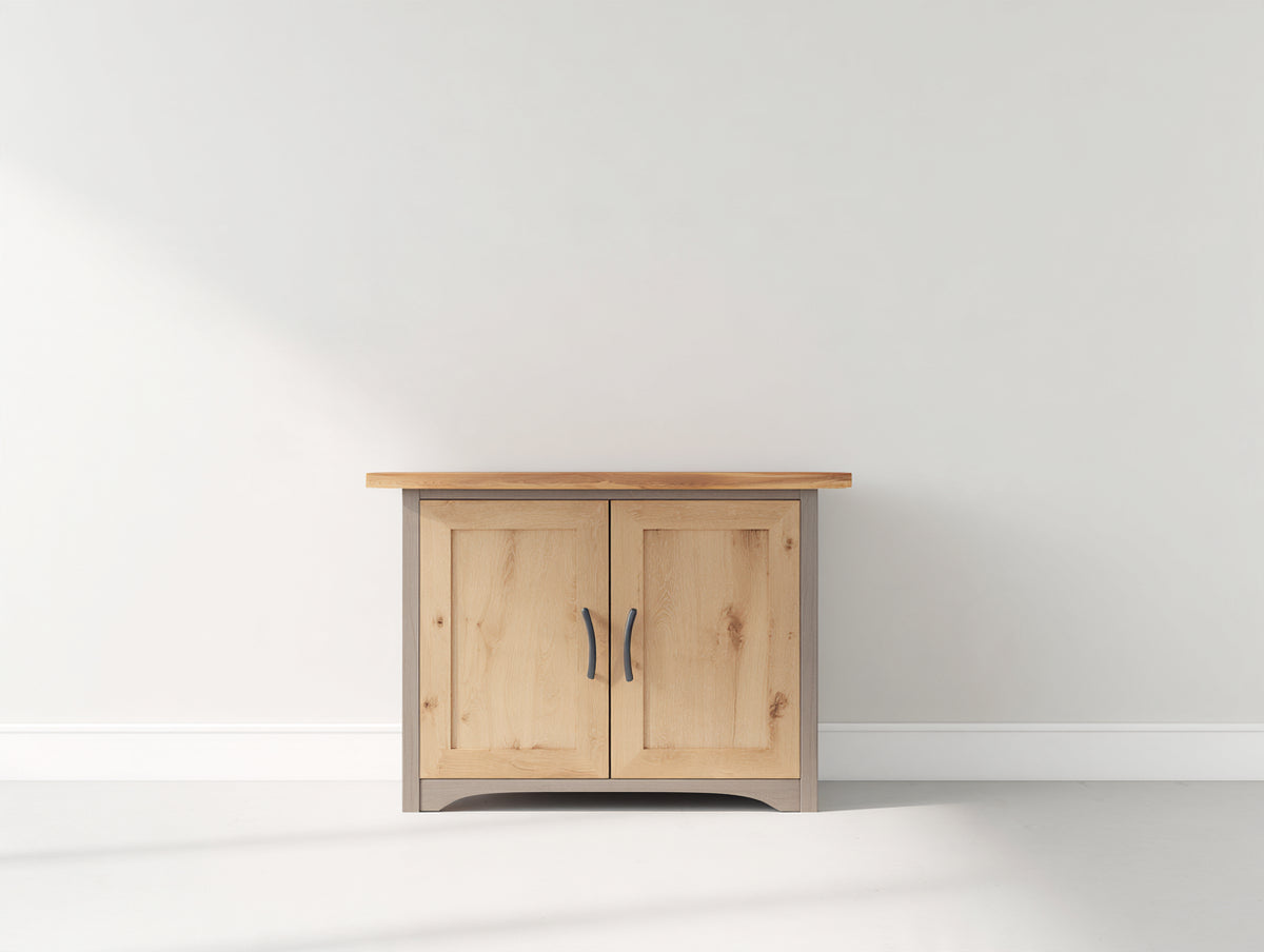 Credenza - legno-metallo - 86 x 40 x 82 cm - legno naturale-grigio - stile rustico contemporaneo