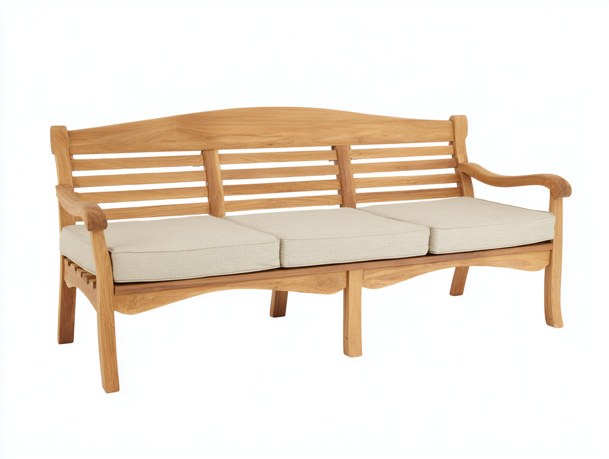 Panche da giardino - legno-tessuto - 180 x 65 x 90 cm - naturale-crema - stile classico con braccioli