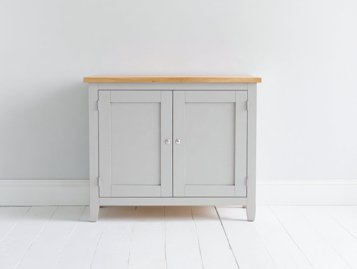 Credenza - legno-metallo - 100 x 42 x 88 cm - grigio chiaro-effetto legno - stile rustico contemporaneo