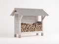 Portalegna - legno-metallo - 200 x 80 x 180 cm - grigio chiaro-grigio - stile rustico
