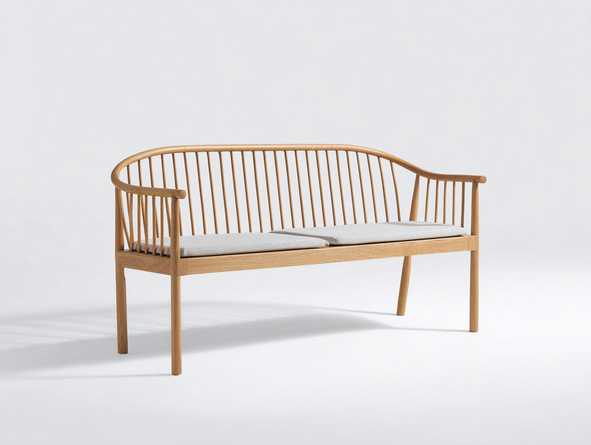 Panche da giardino - legno-tessuto - 165 x 62 x 88 cm - naturale-grigio chiaro - stile contemporaneo con schienale avvolgente