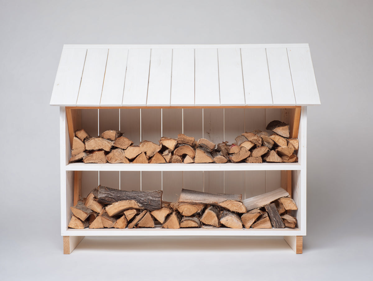 Portalegna - legno - 160 x 70 x 150 cm - bianco-legno naturale - stile rustico