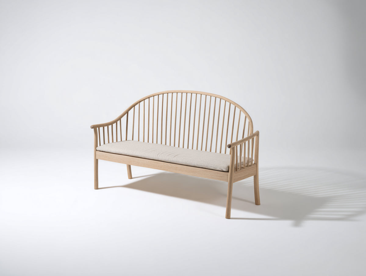 Panche da giardino - legno-tessuto - 150 x 60 x 92 cm - naturale-beige - stile moderno con schienale arcuato
