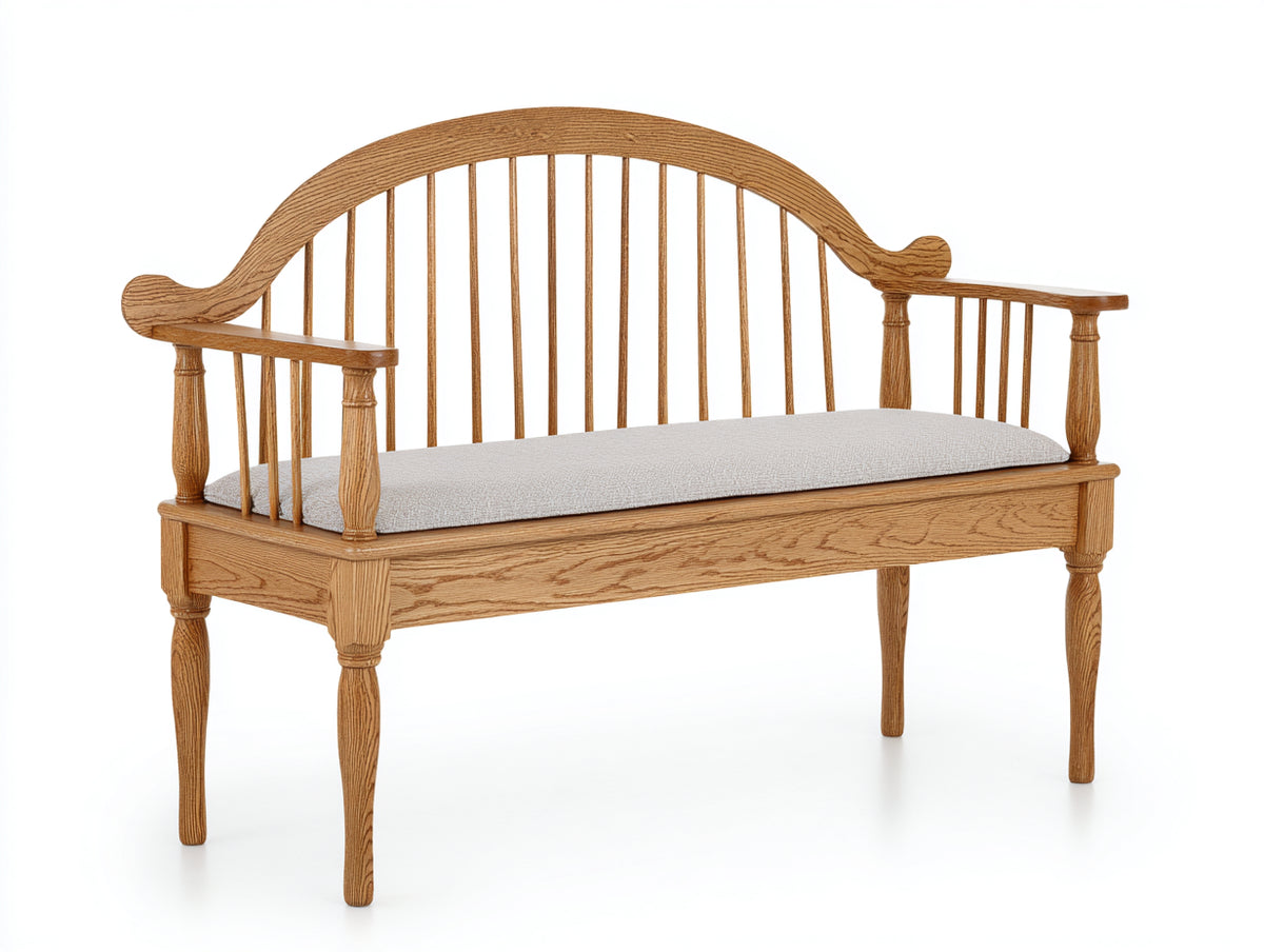 Panche da giardino - legno-tessuto - 150 x 63 x 101 cm - naturale-grigio chiaro - stile classico con schienale ad arco