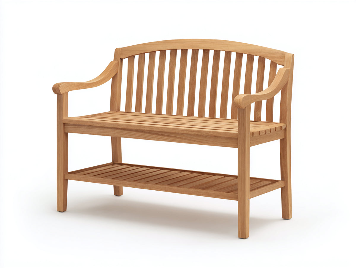 Panche da giardino - legno - 145 x 60 x 90 cm - naturale - stile classico con braccioli curvi