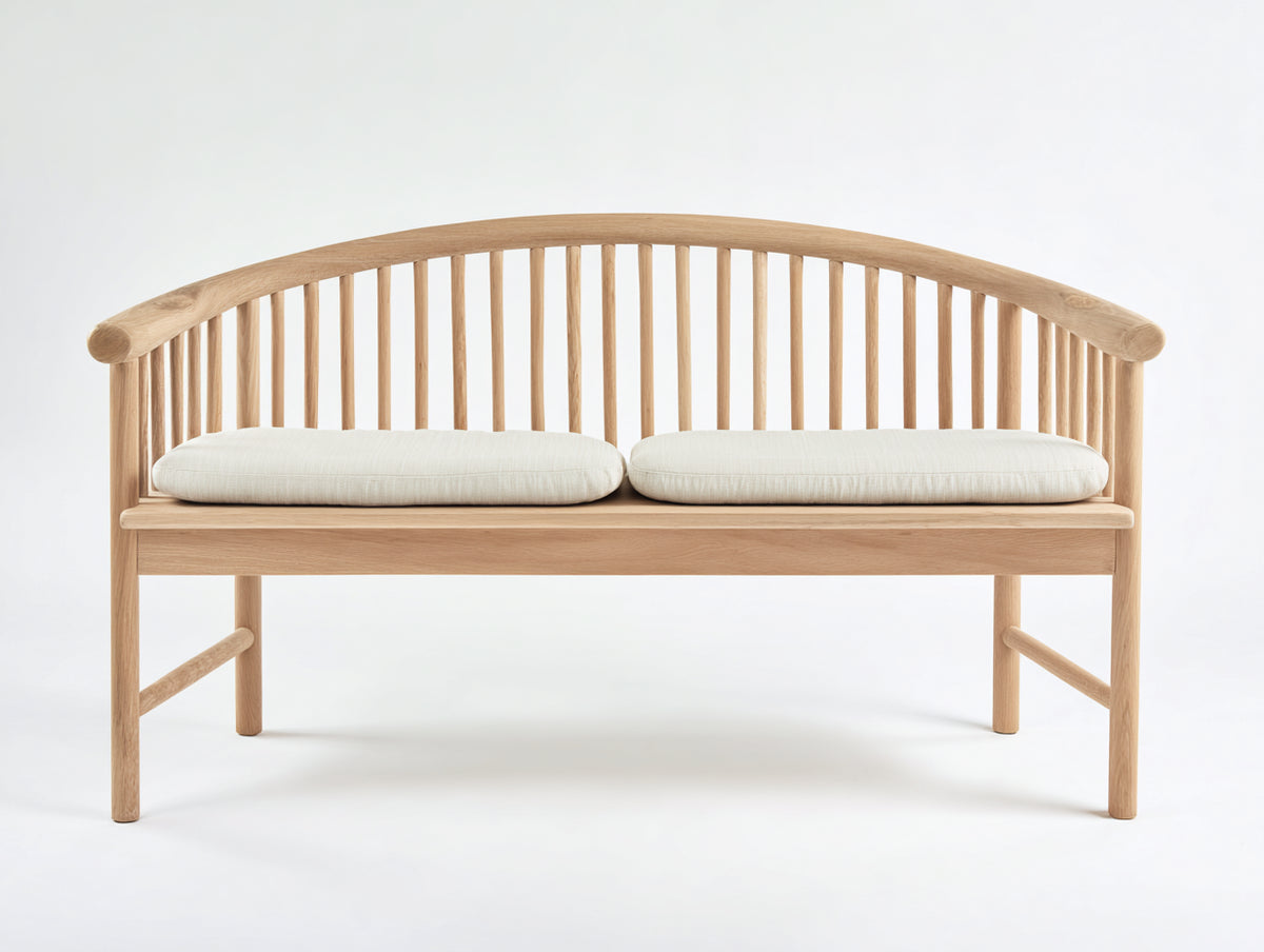 Panche da giardino - legno-tessuto - 155 x 61 x 89 cm - naturale-crema - stile contemporaneo con schienale arcuato