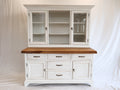 Vetrina - legno-vetro-metallo - 140 x 50 x 190 cm - bianco-legno naturale - stile rustico