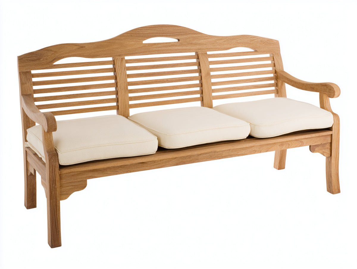 Panche da giardino - legno-tessuto - 185 x 67 x 96 cm - naturale-crema - stile classico con schienale sagomato