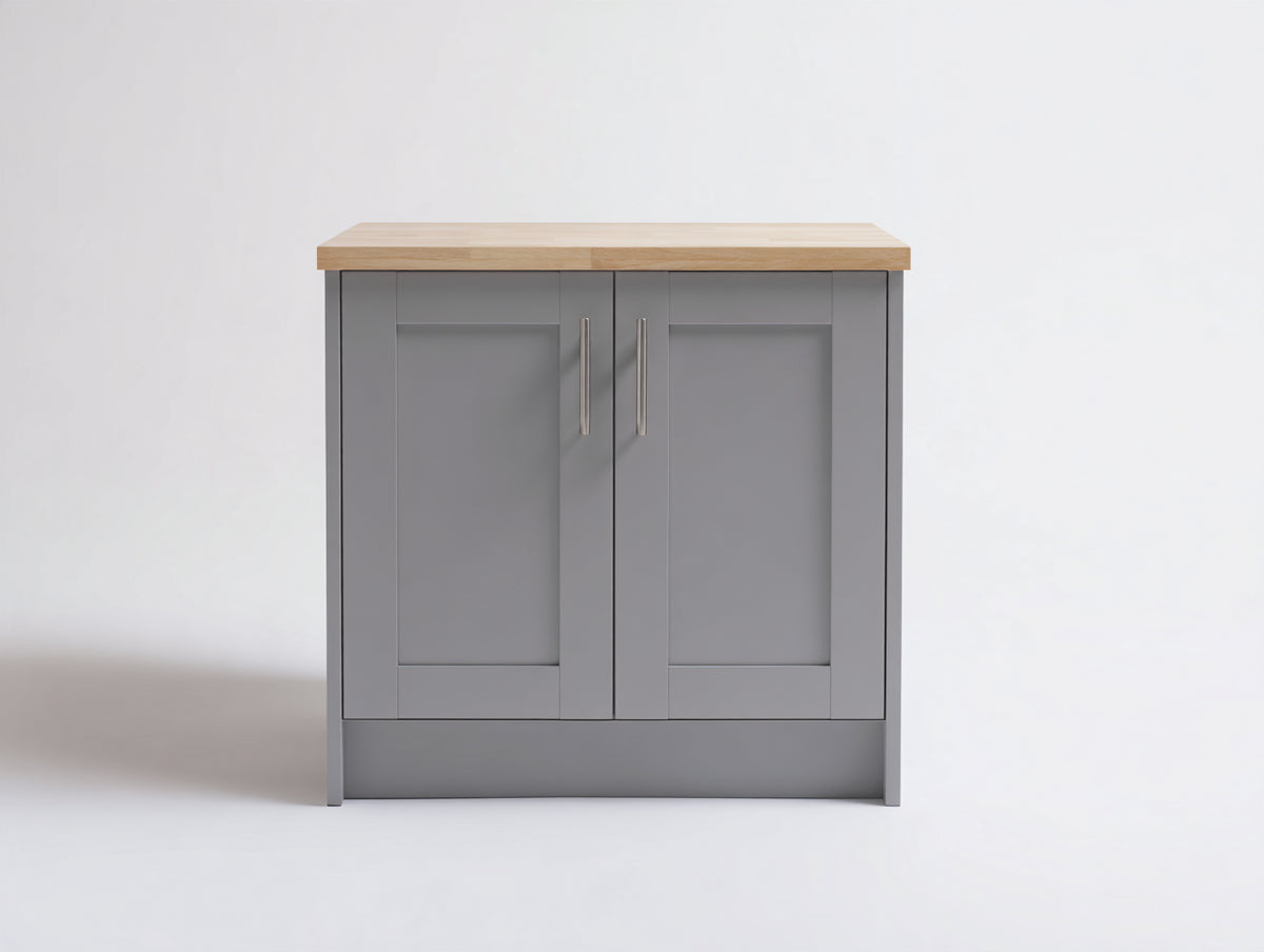 Credenza - legno-metallo - 94 x 42 x 92 cm - grigio medio-effetto legno - stile moderno essenziale