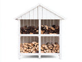 Portalegna - legno-metallo - 150 x 60 x 180 cm - bianco - stile rustico