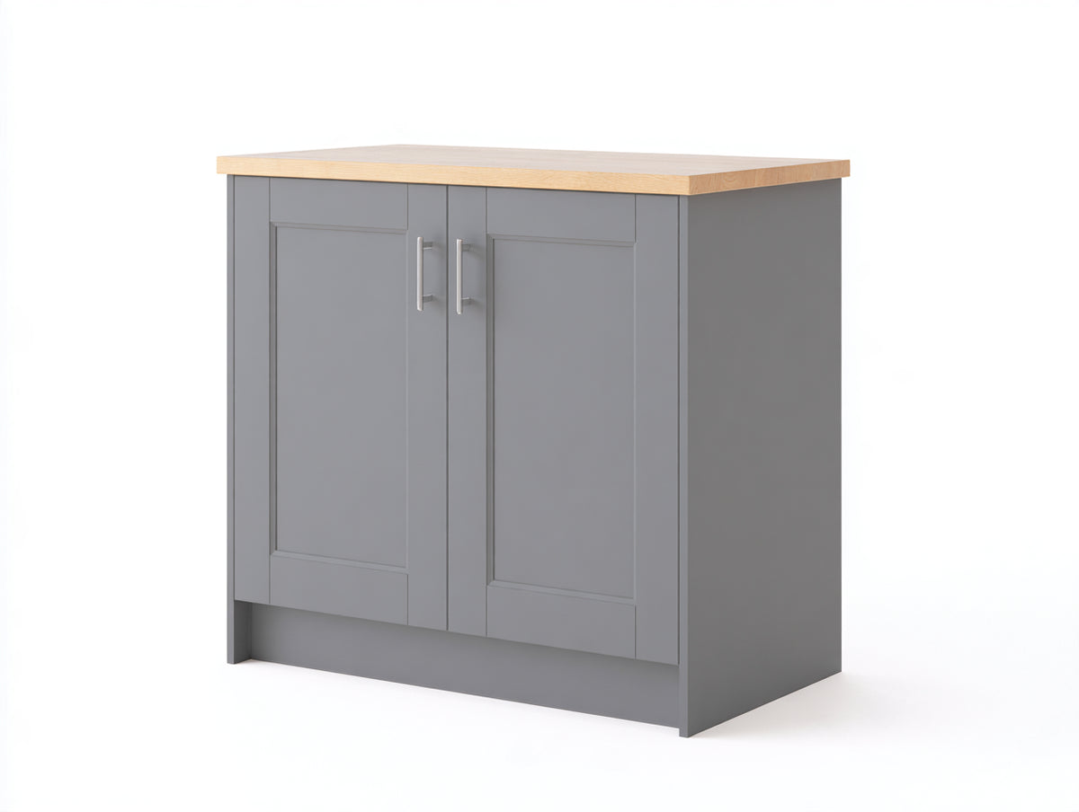 Credenza - legno-metallo - 96 x 43 x 96 cm - grigio medio-effetto legno - stile moderno