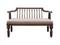 Panche da giardino - legno-tessuto - 140 x 62 x 88 cm - marrone scuro-beige - stile classico con gambe tornite