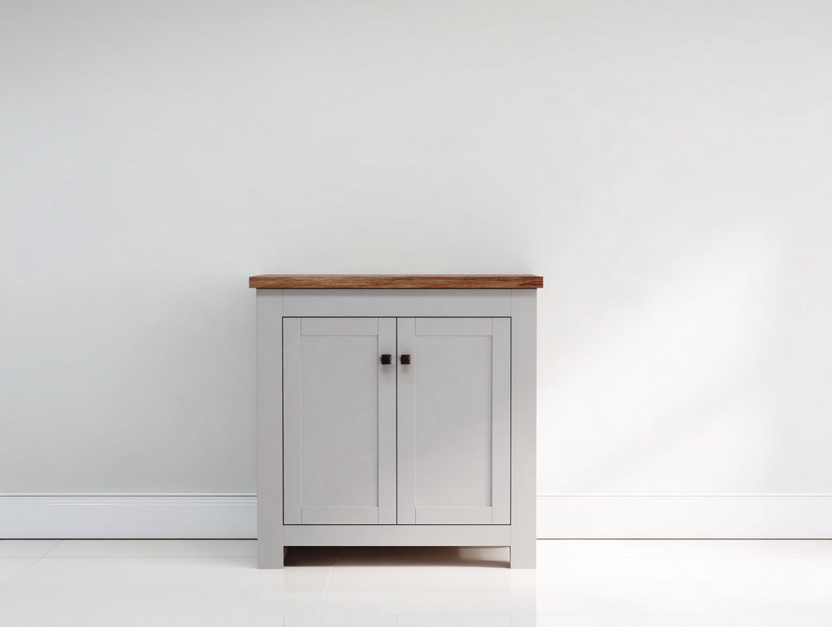 Credenza - legno-metallo - 82 x 38 x 88 cm - grigio chiaro-effetto legno scuro - stile moderno minimalista